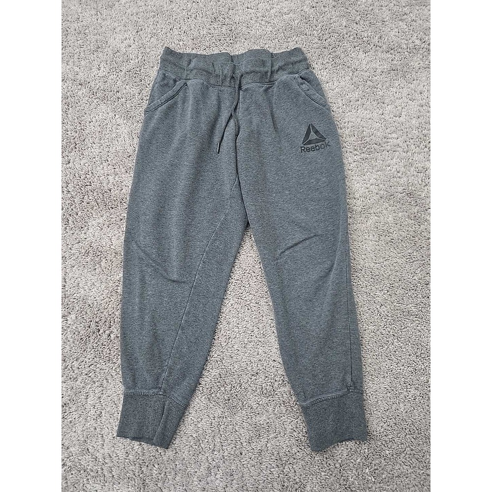 Reebok Sweatpants Womens 28" Gray Drawstring Logo Jogger Lounge Activewear